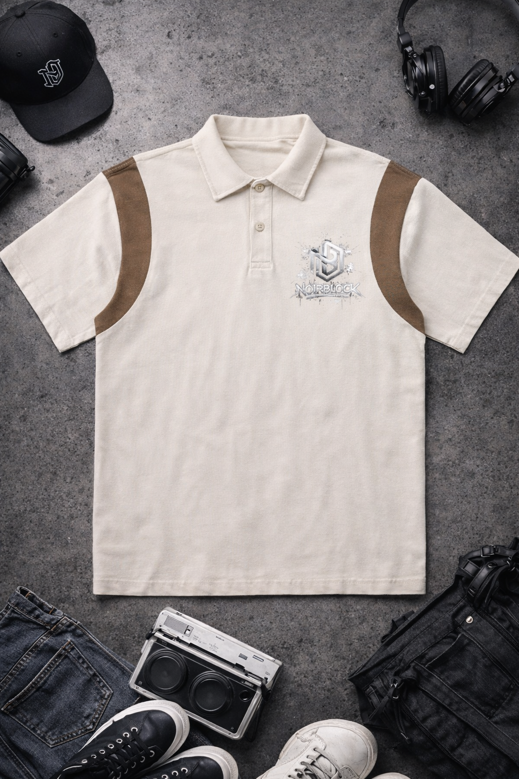 Contrast Panel Cotton Polo Shirt