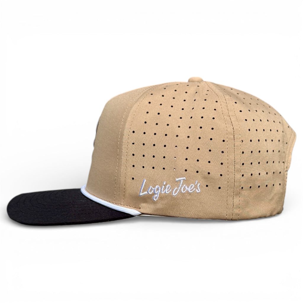 Hunting Birdies Golf Hat | Snapback Cap | Built-in Magnetic Ball Marker Holder + Marker Included | Adjustable Tan & Black