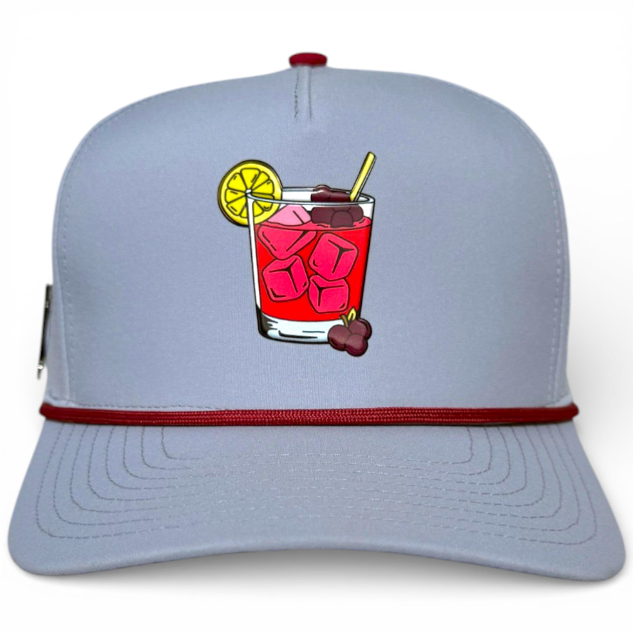 Transfusion Golf Hat | Snapback Cap | Built-in Magnetic Ball Marker Holder + Marker Included | Adjustable Light Gray