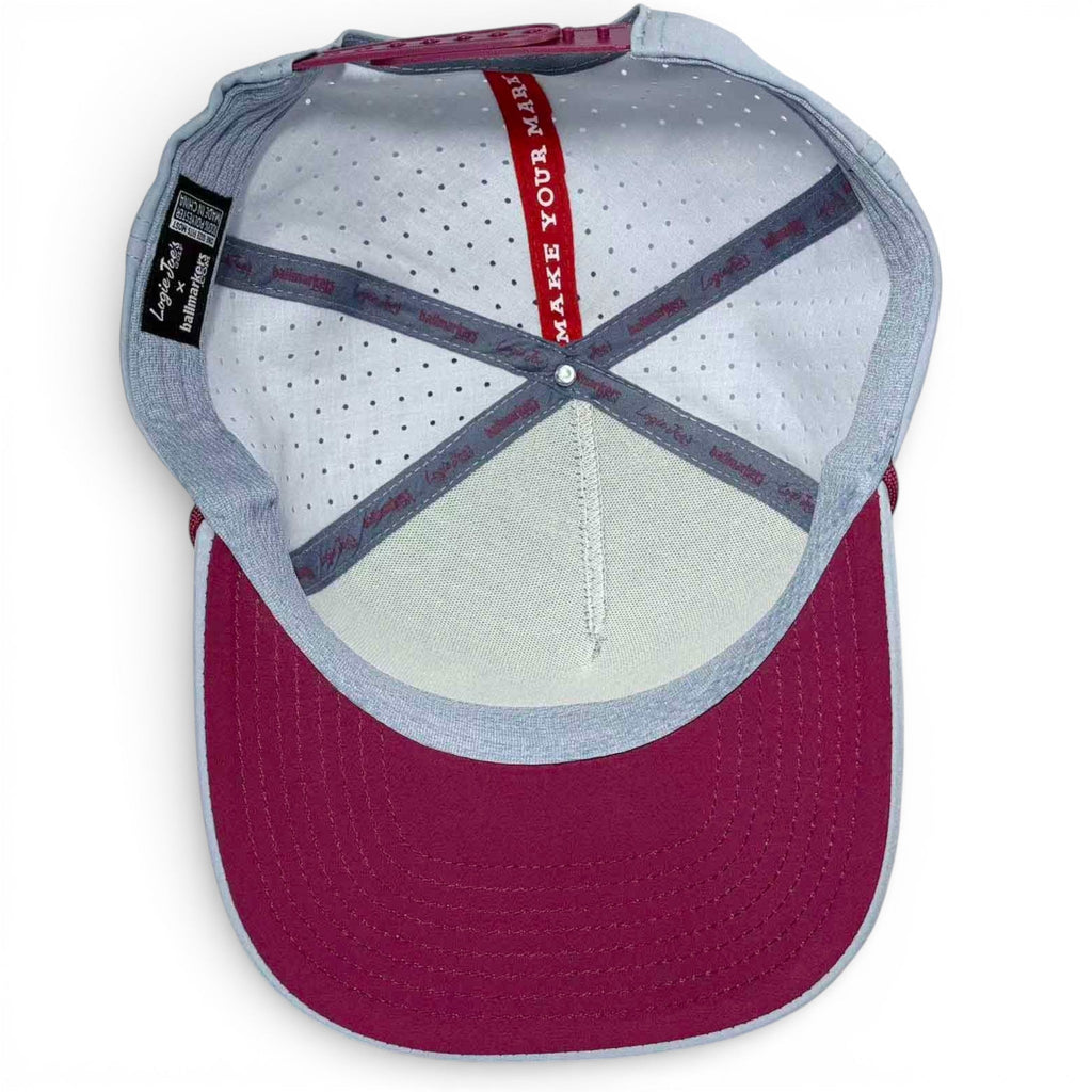 Transfusion Golf Hat | Snapback Cap | Built-in Magnetic Ball Marker Holder + Marker Included | Adjustable Light Gray