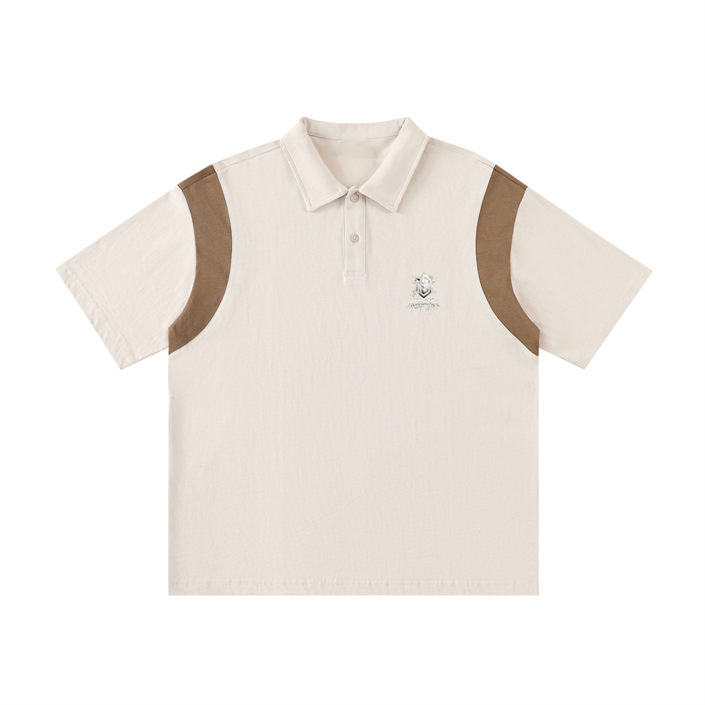 Contrast Panel Cotton Polo Shirt